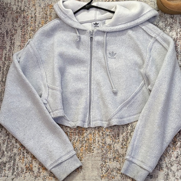 adidas Tops - Adidas Light Gray Zip-Up Hoodie